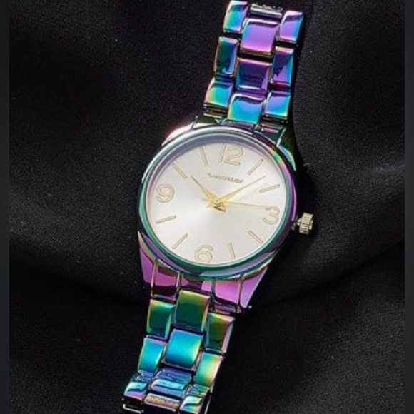 Vernier Womens Rainbow Round Iridescent Bracelet Watch W/ Sleek Silver Dial NWT - Picture 11 of 12